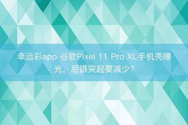 幸运彩app 谷歌Pixel 11 Pro XL手机壳曝光，后摄突起要减少？